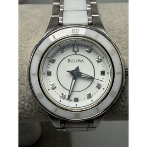 Bulova‎ 98P124 New Battery Ladies Watch 30MM 7.5" White Dial